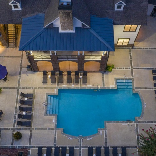 a high angle view of a swimming pool